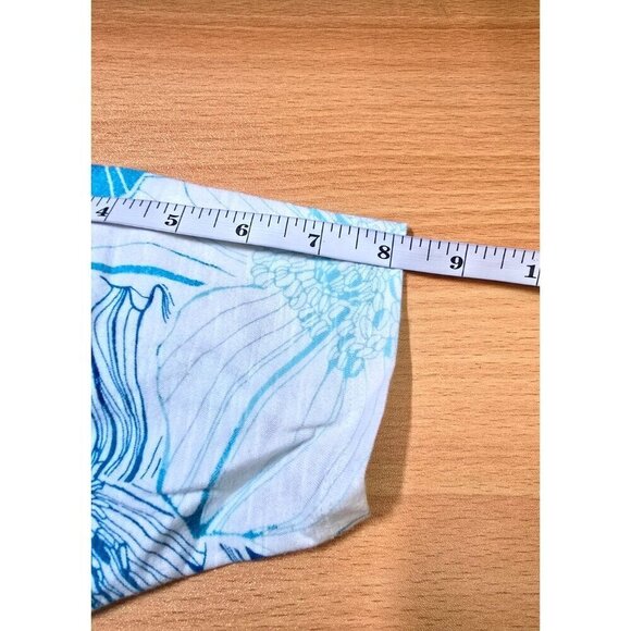 Chico's Womens sz 1 blue white floral short sleeve round neck shirt Cotton knot - Picture 5 of 10